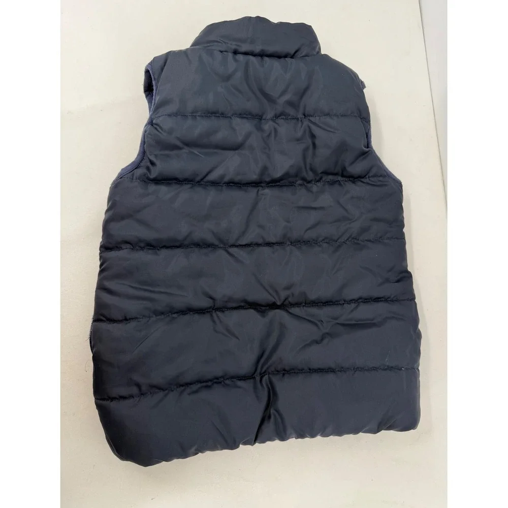 Puma Boys Navy Blue Puffer Vest Lime Green‎ Zip Quilted Sleeveless Jacket Sz 7